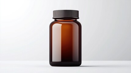 Amber glass bottle with black cap