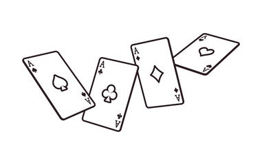 four aces palying cards line icon vector