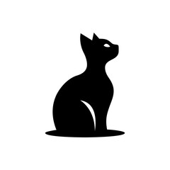 cat silhouette monochrome logo design vector illustration on white background