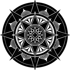 Fototapeta premium Intricate Black and White Geometric Star Mandala Design