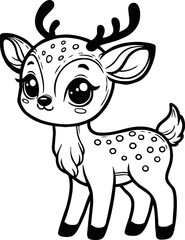 Funny deer cartoon characters vector illustration. For kids coloring book.