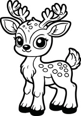 Funny deer cartoon characters vector illustration. For kids coloring book.