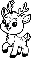 Funny deer cartoon characters vector illustration. For kids coloring book.
