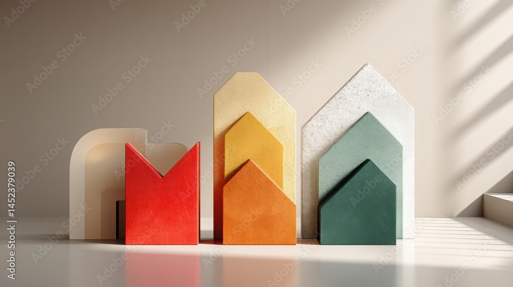 Poster a row of diverse houses representing macroeconomic trend alignment and the concept of matching inves