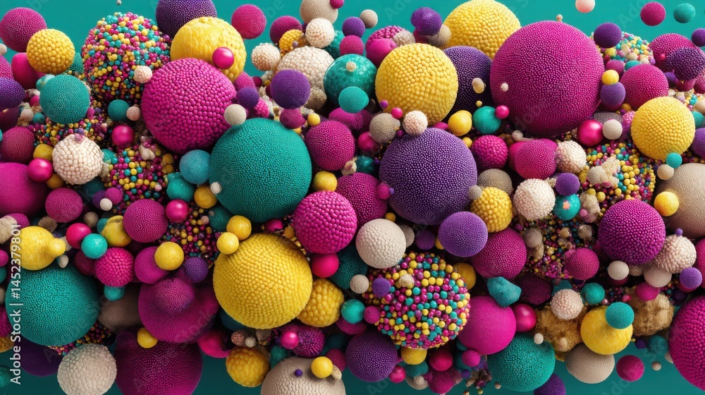Poster collection of colorful balls representing market euphoria and predictive modeling concept for early 