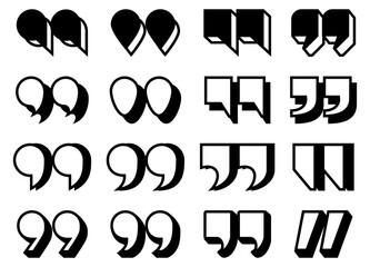 3D quote icons set. Quotation marks and double quote signs vector collection. 
 