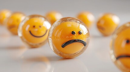 A collection of yellow balls with smiley faces signifying market sentiment shift prediction algorithms in finance