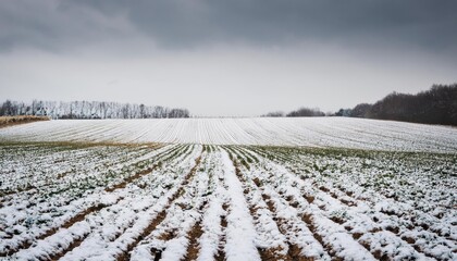 vegetable field covered with snow 