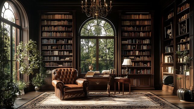 Timeless victorian-inspired office perfect for intellectual ambiance high resolution images