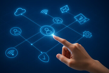 Holographic Network Connectivity Interface with Neon User and Icon Nodes