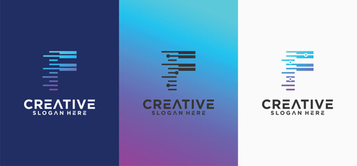 letter f technology logo. modern technology V logo design, Letter f logo, f Bio tech vector.