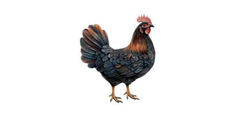 Colorful Chicken Illustration. Vibrant Poultry Art For Farm And Agriculture Themes Isolated On Transparent Background