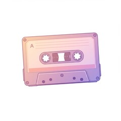 Fototapeta premium Pixel Art Cassette Tape Illustration With Pink Orange Purple Gradient