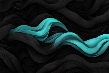 Teal Waves in Dark Fabric Flow.