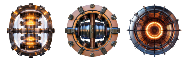 Set of cavity magnetron tube isolated on transparent, PNG