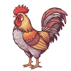 Fototapeta premium Detailed Pixel Art Illustration of a Red and Brown Rooster Standing Still