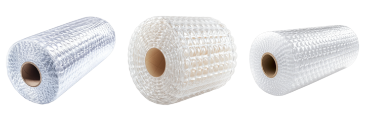 Set of bubble wrap roll isolated on transparent, PNG