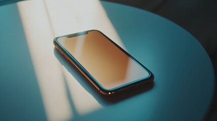 Modern smartphone resting on a smooth surface.