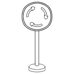 Mini-roundabout illustration hand drawn outline vector