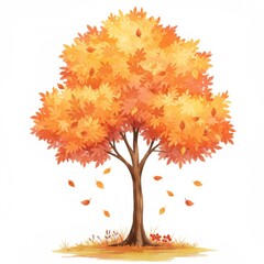 Orange and Yellow Autumn Tree Illustration