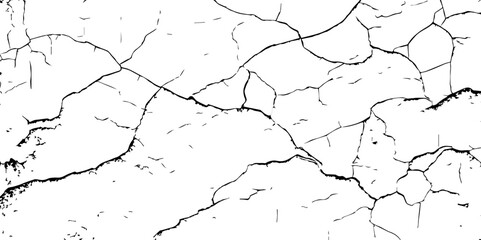 Cracked Surface Grunge Texture Vector. Grunge design crack texture background.  Black Isolated on White Background. Distressed black texture.  Uneven Overlay. Vector Illustration