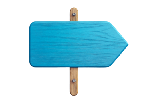 A wooden signpost pointing to the right, against a clear backdrop. The sign is in a clean, modern style.