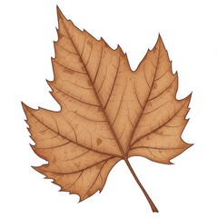Obraz premium Dried Brown Maple Leaf Illustration on White Background