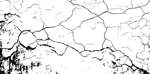 Cracked Surface Grunge Texture Vector. Grunge design crack texture background.  Black Isolated on White Background. Distressed black texture.  Uneven Overlay. Vector Illustration