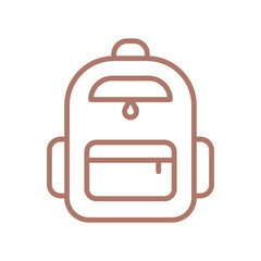 Brown outline backpack icon for school or travel