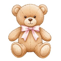 Adorable Brown Teddy Bear with Pink Bow