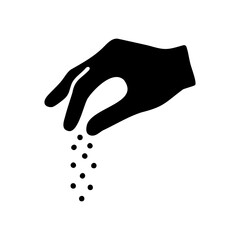Obraz premium Hand sprinkling seasoning icon silhouette