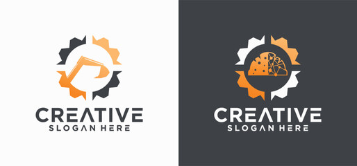 architecture logo with technology helmet concept, technology construction helmet logo, vector.