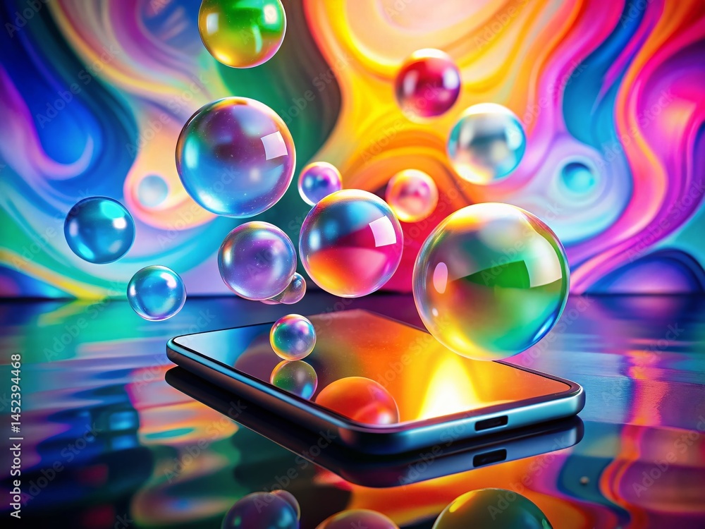 Poster surreal smartphone chat bubbles: abstract sms messaging background