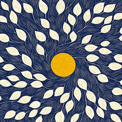 Whimsical Leaf Sunburst Pattern.
