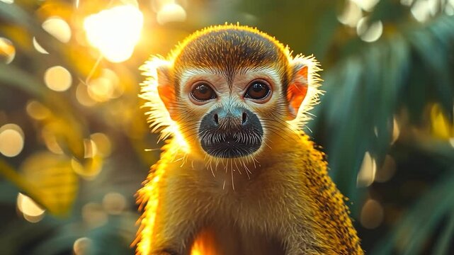 Golden Hour Squirrel Monkey Portrait