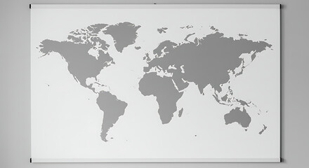 World Map Simple Gray Design on White Background