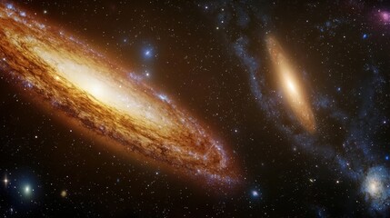 Fototapeta premium Majestic galaxy with brilliant stars and cosmic features illuminating the dark universe