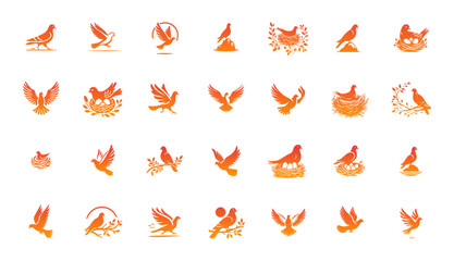 Obraz premium Collection of Graceful Doves and Pigeons in Flight: Peaceful Bird Designs