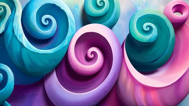 Abstract Spiral Shells in Vibrant Colors