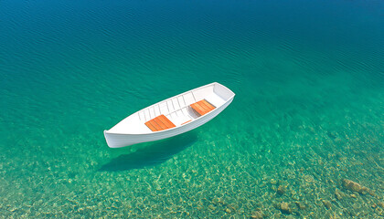 White Rowboat on Clear Lake.