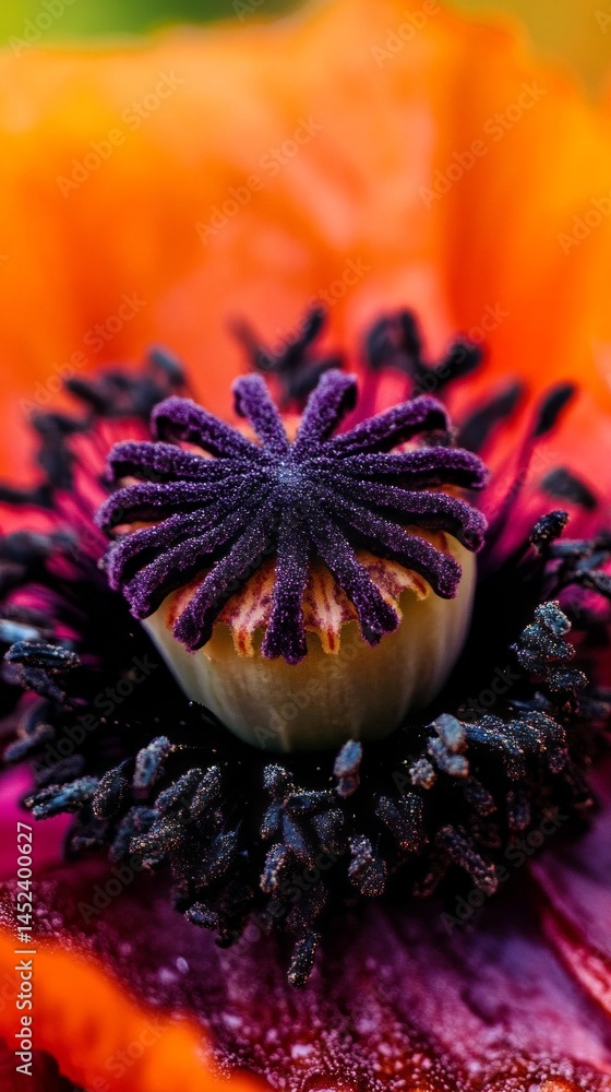 Poster this composition features a close-up of a striking poppy flower, highlighting its vivid colors and c