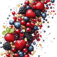 Vivid Berry Vision Dynamic Mix of Acai Mixed Berries Isolated on Transparent Background