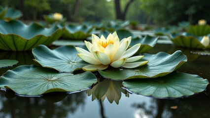 Microscopic natural landscape of lotus flowers