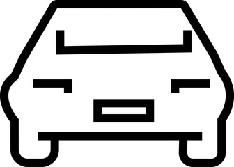Car Rear View Line Icon – Simple Outline of Vehicle Backside for Transport Concepts – editable with transparent background
