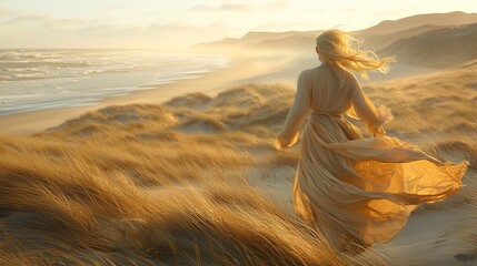 Golden hour beach serenity