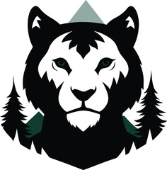 Tiger head vector. Bold tiger head silhouette with sharp angles and tribal design