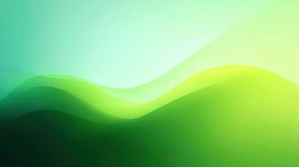 Smooth abstract landscape made of soft green gradients flowing across light background perfect for wellness themes, nature branding visuals and calming digital design assets