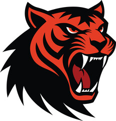 Tiger head vector. Bold tiger head silhouette with sharp angles and tribal design