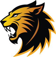 Tiger head vector. Bold tiger head silhouette with sharp angles and tribal design