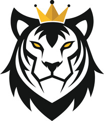 Obraz premium Tiger head vector. Bold tiger head silhouette with sharp angles and tribal design